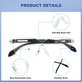 OuShiun Lupenbrille für Close Work Hobby, Lesen, Elektriker, Juweliere, Nähen, Reparatur, und ältere Menschen (Schwarz 1Pack)