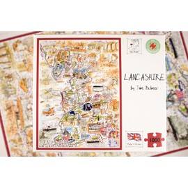 Tim Bulmer's Comical Lancashire Map Art - 1000-Piece Adult Jigsaw Puzzle, Large 66cm x 50cm Size. A Delightfully Challenging Yet Amusing Experience