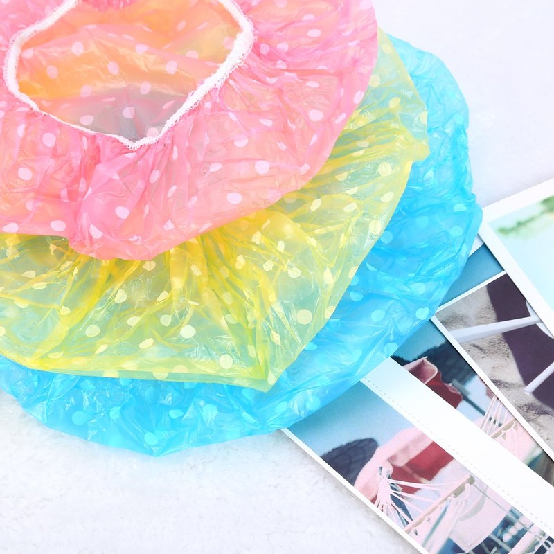 Pack of 3 Shower Caps, Impermeable Cuff Doccia Elastico Per