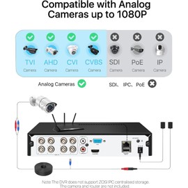 ZOSI 8Channel Surveillance Video Recorders with Human Vehicle Detection,H.265+ Hybrid 1080P 4-in-1 HD-TVI Standalone CCTV DVR System for 720P,1080P Security Cameras,Easy Remote Access(NO Hard Drive)