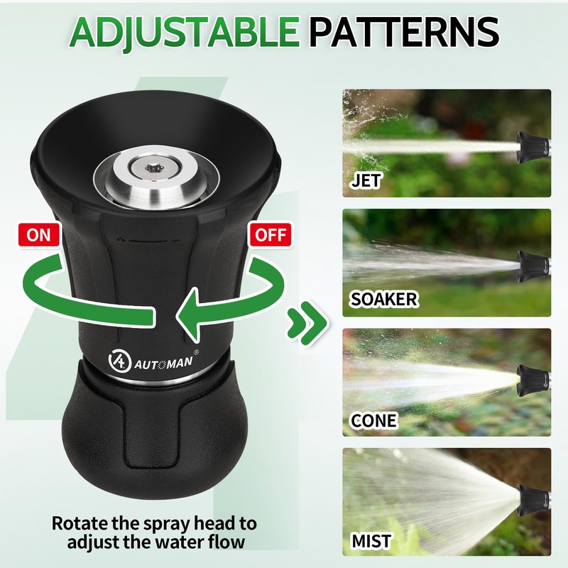 AUTOMAN Garden Hose Nozzle Heavy Duty, 2 Pack Fireman Hose