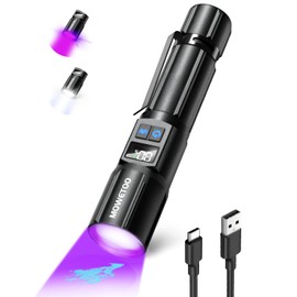 Black Light Flashlight, UV Light USB C Rechargeable with LCD Display, Zoomable Woods Lamp 2N1, 395NM Blacklight for Pet Urine Detection, Resin Curing, Rocks, Travel, Minerals, Scorpion, Glass, Leak