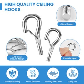 Pack of 12 Screw Hooks Thread M4 & M5 Hook Screw Half Round Eye Screw Hook Hook Screw Hanging Hook with Spring Buckle Eye Hooks for Coupling Components with Metric Female Thread
