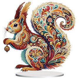 CAYUDEN Diamond Painting Table Decoration, DIY Diamond Painting Adults 5D Squirrel Diamond Painting Desktop Standing Art Set Diamond Painting Tabletop Diamond Painting Ornaments for Decoration, Gift
