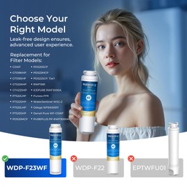Waterdrop Plus GSWF 𝐍𝐒𝐅 𝟒𝟎𝟏&53 Certified Refrigerator Water Filter, 𝐑𝐞𝐝𝐮𝐜𝐞 lead and 𝐏𝐅𝐀𝐒, Replacement for GE® GSWF Smart Water 238C2334P001, Kenmore® 46-9914, 9914