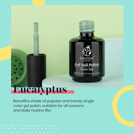 Beetles Green Gel Nail Polish, Winter Emerald Olive Sage Green Eucalyptus Gel Polish 15ml Soak Off U V LED Nail Lamp Nail Art Manicure Salon DIY Home for Women