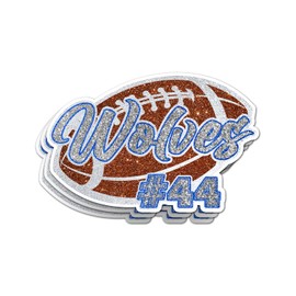 Custom Glitter Effect Football Team Stickers - Custom Player Name and Number - School Spirit Pride - Decal Laptop Water Bottle Cups Tumblers