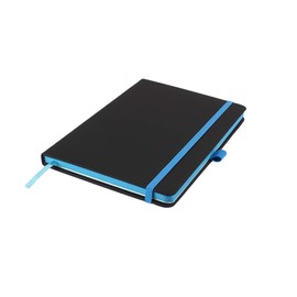 Executive Contrasting Paper Edge A5 Notebook New Lined Hardback Journal with Pen Loop, Elastic, Ribbon, Paper Pocket & 196 Pages Notepad Note Book Notes Diary Pad (Teal)