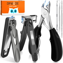 Toenail Clippers for Seniors Thick Toenails, DRMODE Heavy Duty Toe Nail Clippers for Men Thick Ingrown Nails with Wide Opening, Large 360 Degree Rotary Anti-Splash Finger Nail Clippers Adult w Catcher