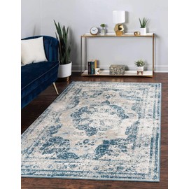 Unique Loom Sofia Collection Traditional Vintage Area Rug, 9' x 12', Blue/Light Blue