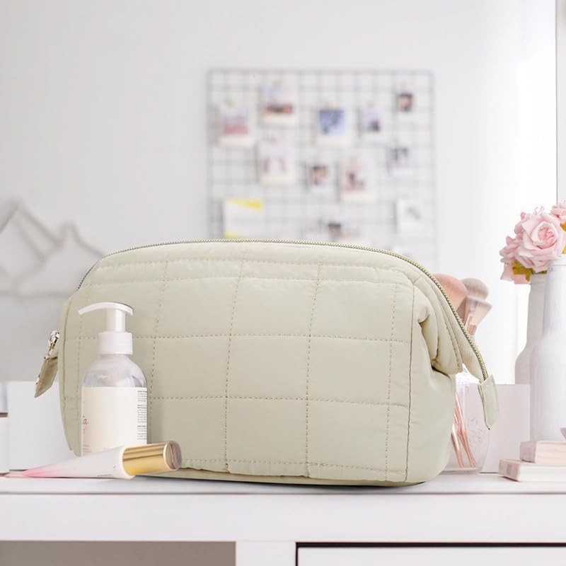 Bolsa de Maquillaje de Viaje, Algodón Acolchado, Neceser Grande para