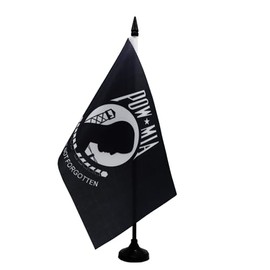 AZ FLAG - Pow-Mia Remember Table Flag 8.25 x 5.5 Inch - Small American Flag - USA Office Flag 100% Polyester with 25 cm stem and black plastic base