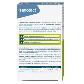 sanotact Vitamin C Lozenges, 6 x 30 Acerola Lozenges, Vegan, 100% Natural Vitamin C for Children, High Dose Vitamin C from Acerola Cherry