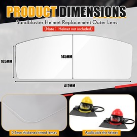 Kingdder 10 Pcs Sandblasting Hood Replacement Outer Lens for Safe Air Feed Sandblast Helmet Visors Clear PVC Protective Sand Blast Hood Lens Cover Protector for Yellow Red Sandblasting Equipped
