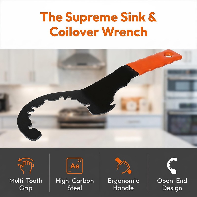 XMXW Universal Sink Drain Wrench, 4 6 8 Tab Locknut