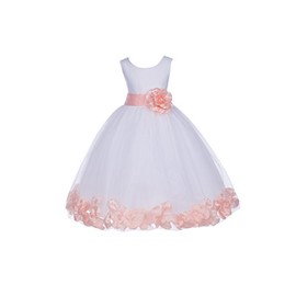 ekidsbridal White Floral Rose Petals Flower Girl Dress Birthday Girl Dress Junior Flower Girl Dresses 302s 4