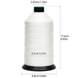 HILOHILO Extra Strong Bonded Nylon Thread #138 Tex135 – 16 OZ, 3000yds, Versatile Stitching Solution for Leather, Upholstery, Canvas Repair and More (White)