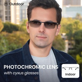 Cyxus Blue Light Glasses for Men Semi Rim Glasses Crystal Lens Rimles Computer UV Blocking Gaming Eyeglasses