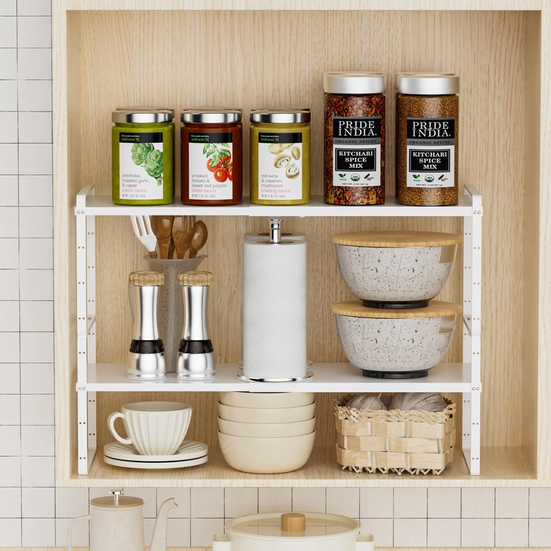 WEJIPP Cabinet Organizer Shelf Expandable Cabinet Space Rack Stackable Shelves
