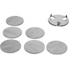 Coasters Set of 6 With Holder Silver Stainless Steel Cup