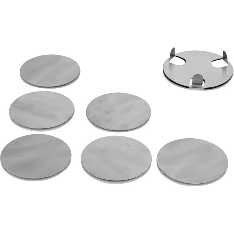 Coasters Set of 6 With Holder Silver Stainless Steel Cup