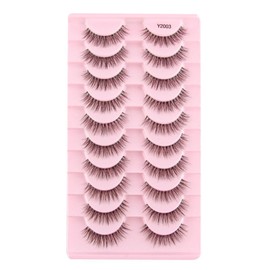 10 Pairs 3D Mink False Eyelashes Messy Dense Eyelashes Short Mink Lashes Eyelashes Makeup False Eyelash Extensions (Y2003)
