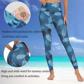 Ubestyle UPF 50+ High Waist Women's Swim Pants Swim Leggings Swimming Tights Rash Guard Pants Sun Protective, Monstera Printed, X-Large