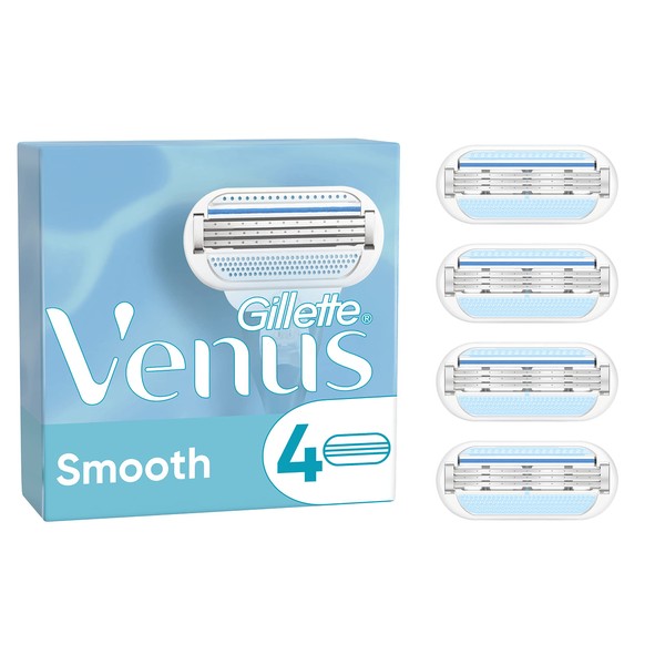 Gillette Venus Smooth Razor Blades for Women, Pack of 4 Refill Blades (Packaging May Vary)