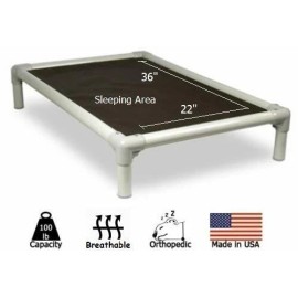 Kuranda Indoor/Outdoor Dog Crate Bed - Almond Frame - Open Weave - Bark - Large 40"x25"