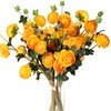 2 Pcs 22inch Fall Ranunculus Artificial Flowers 14 Head Orange