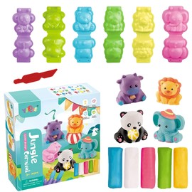 TZQFROCE Pack of 12 Modelling Clay Accessories for Children from 2 3 4 5 Years Modelling Clay Accessories Dinosaur DIY Kneading Tool Dinosaur Children's Toy with 5 Colourful Modelling Clay for