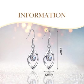 925 Sterling Silver Earrings Handmade Diamond Earrings,Linear Drop Statement Earrings for Women Girls (Revolving shape)