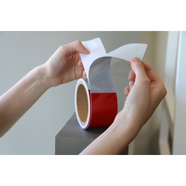 2" X 30ft Reflective Safety Tape DOT C2 Red White for Trailers 2 Inch - Reflector Conspicuity Tape High Intensity Grade