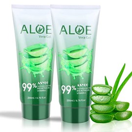 200 ml Aloe Vera Gel - 99% Pure Aloe Vera Face & Body Hydrating, Natural Aloe Cream After Sun for Dry Skin, Sunburn, Acne (Pack of 2)