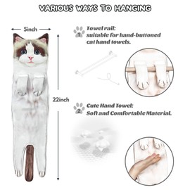 Openhahaha Cat Hand Towels for Bathroom, Funny Ragdoll Cat Design, Absorbent Polyester Material, Great Gift Idea