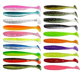 SSyang Rubber Bait Set, 20 Pieces Shad Rubber Fish Set, Sizes 9 cm, Rubber Bait Zander in Catchy Colours, Zander Rubber Bait, Zander Rubber Fish Set, Predator Fishing Bait Set, for Trout, Salt Water,