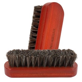 Shoe Brushes 2 Pack, Red Wood Handle Horsehair Cleaning Brushes for Leather Shoes and Boots, Compact Shoe Brush Set for Travel and Home Use, Short Bristle Design for Easy Storage