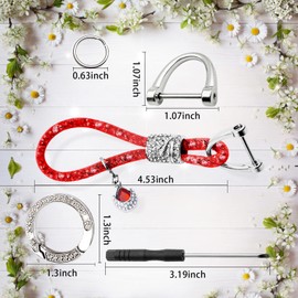 Crystal Car Keychain for Women, Fashion Keychain Accessories With Bling Rhinestones, Key Decorations for Women Auto, Universal for Car Key (Red)