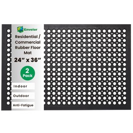 Envelor 2-Pack Anti Fatigue Rubber Mat Non-Slip Restaurant for Floors Bar Drainage Mat Doormat Door Mat Utility Garage Home Anti Slip Entry Mat 24 x 36 Inches