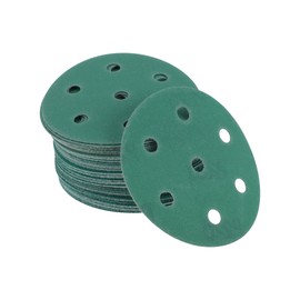 TUCKBOLD Car Sanding Discs 3.5inch 7 Hole 80/120/150/180/220 Grit Abrasion Resistance | Round Hook and Loop Sandpaper Green 50 Pcs
