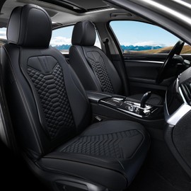 Coverado Car Seat Covers, Front Seat Cover, 2 Pack Universal Seat Covers for Cars, Breathable Nappa Leather Seat Covers, Waterproof Car Seat Protectors, Automotive Seat Covers Fit for Most Cars Black