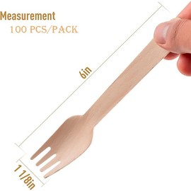 Disposable Wooden Forks | Birchwood Cutlery | Eco-Friendly Flatware | Compostable, Biodegradable(pack of 100)