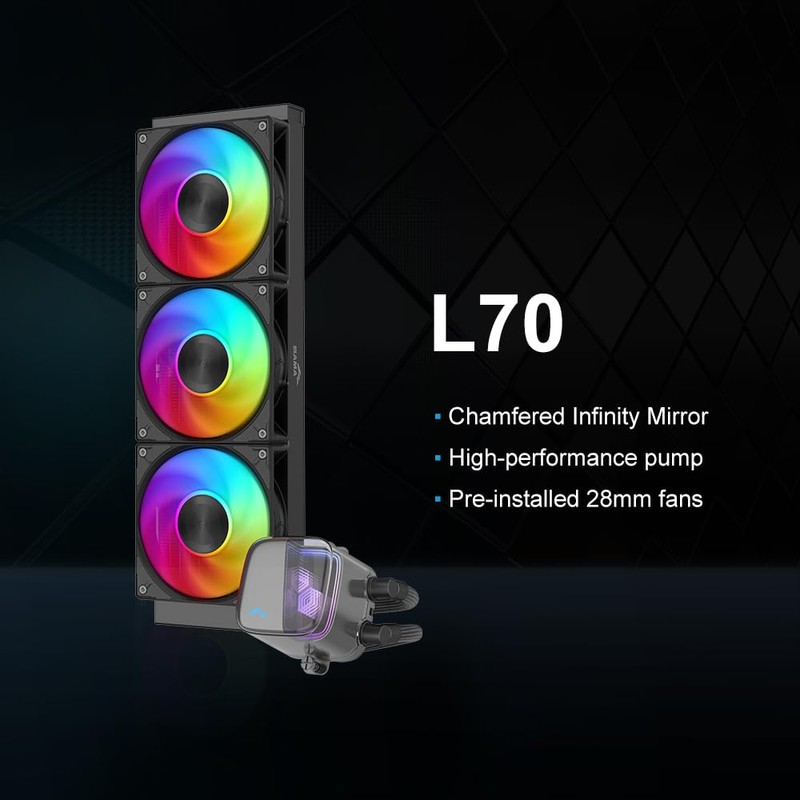 SAMA L70 360 AIO Liquid CPU Cooler, Infinity Mirror Water