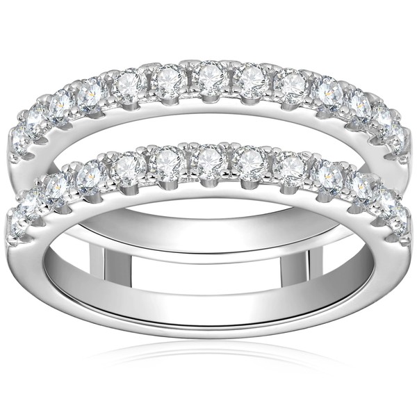 PROSTORY Moissanite Womens Ring Enhancer for Engagement Rings Two Row