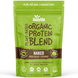 BodyMe BodyMe Organic Vegan Protein Powder Blend | Raw Cacao | Gluten Free | Unsweetened Plant-Based Protein | Clean Organic High Protein Supplement | No Sugar | Dairy-Free | 1kg