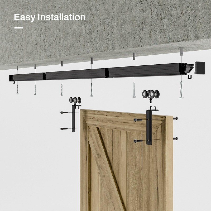 AONAYIOA 79.2"/6.6FT Ceiling Mount Box Rail Barn Door Hardware Heavy