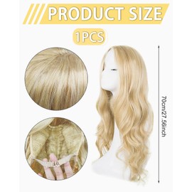 TPZORJX 1 Stück Long Wavy Blonde Perücke, 27 Inch Long Curly Hair Full Curls Waves Hitzebeständige Perücke Cosplay Kostüm Charming Wigs Daily Rave Fancy Dress Fancy Dress (Blond)