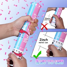 Tamodan Gender Reveal Powder Cannon Pink，Set of 4 Gender Reveal Cannon – Gender Reveal Confetti Powder Cannon Pink Ideal for Pregnancy Announcement (4 Pink)