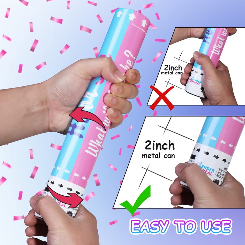 Tamodan Gender Reveal Powder Cannon Pink，Set of 4 Gender Reveal