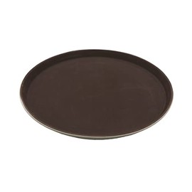 G.E.T. NS-1400-BR BPA-Free Non-Slip Plastic Round Serving Tray, 14", Brown